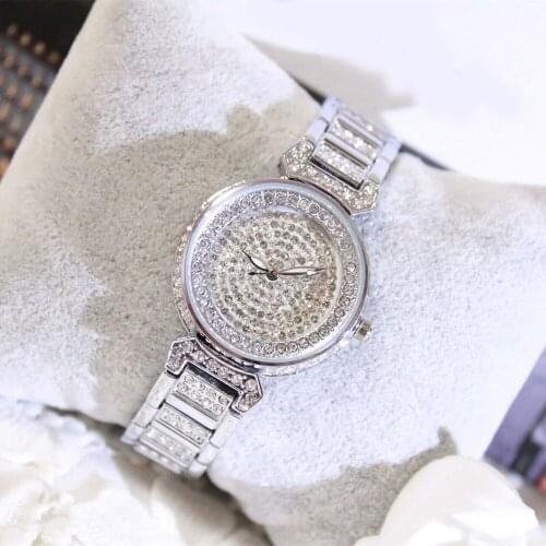 2017 New Arrivals Famous Brand Full Diamond Luxury Women Watch Lady Dress Watch Rhinestone Bling Crystal Bangle Watches Female