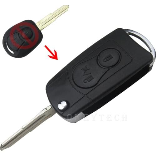 OkeyTech For Ssangyong Remote Modified Flip Key Fob Shell Case 2 Button For Actyon SUV Kyron Rexton Key Car Styling Accessaries