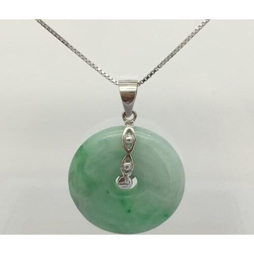 Wholesale new natural jades stone 100% AA Flat buckle pendant Tibetan silver necklace good luck about 20-25MM