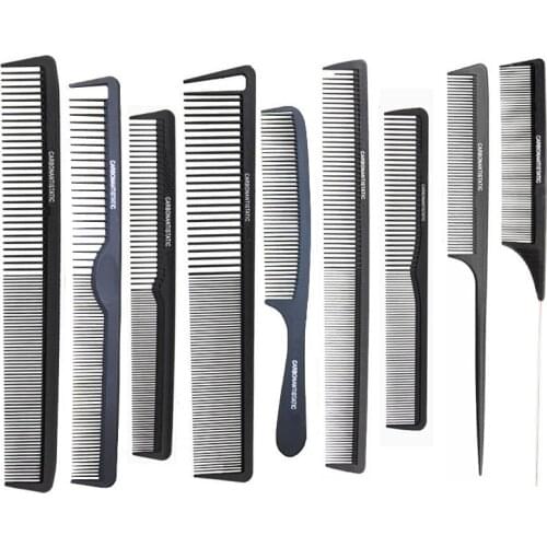 Black 9 Units Hair Salon Comb Hair Salon Comb Antistatic And Resistant To Carbon Heat Hair Salon Comb Carbon Cutting