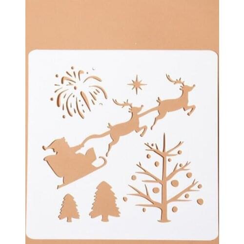 Christmas Tree And Deer Pattern Painting Template Coloring Embossing Stencil Set Scrapbooking DIY Cards Wall Decoration Reusable