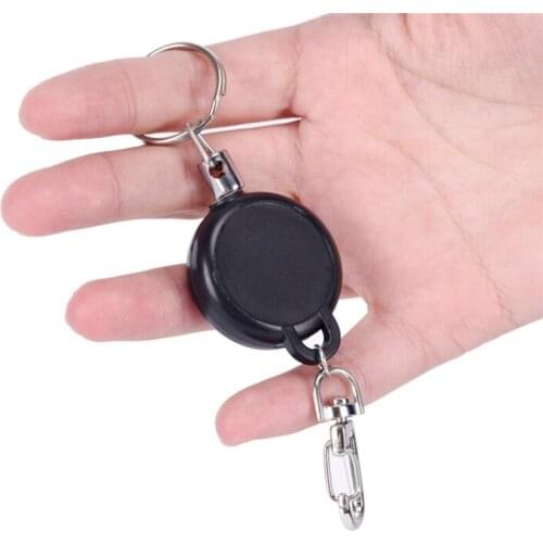 60cm Retractable Keychain Badge Reel Retractable Recoil Ski Pass ID Card Holder Key Ring Key Chain Steel Cord