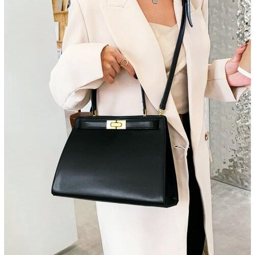 Western style high-end PU leather handbag 2021 new fashion pure color elegant womens designer large capacity messenger bag sacs