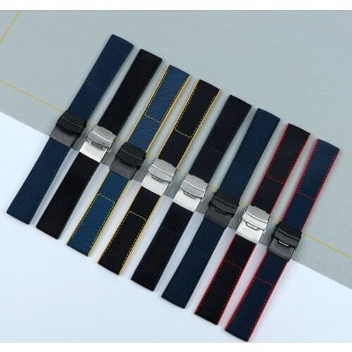 High-quality Nylon Black Blue Watch Band For Breitling strap for NAVITIMER WORLD Avenger/navitimer belt 22mm 24mm Logo