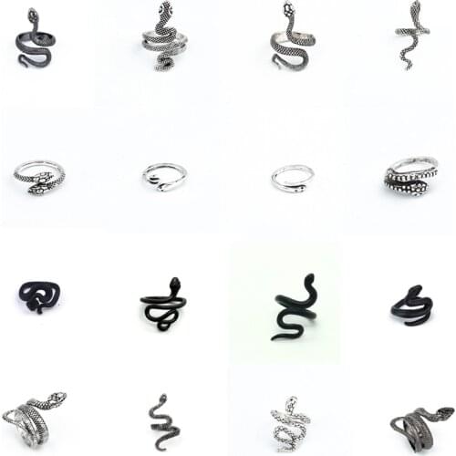 1PC Punk Vintage Animal Snake Ring For Women Men Gift Fashion Cool Gothic Metal Color Animal Adjustable Finger Ring Jewelry