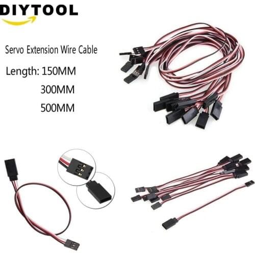 10Pcs 150/300/500mm RC Servo Extension Cord Cable Wire Lead for RC Car Plane&Helicopter Receiver Connection