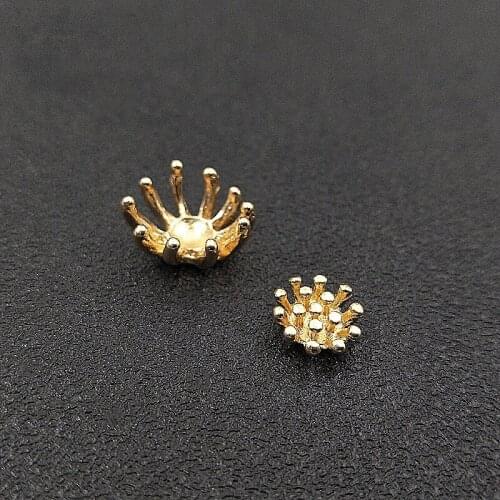 10 PCS Metal Alloy KC Gold Stamen Flower Charms Beads Caps DIY Handmade Accessories For Jewelry Making