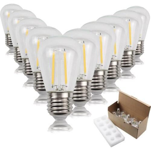 10PCS/PACK LED E27 Base S14 light bulb Warm light string garden decoration for Indoor lighting 220v 2w 110v 2w Weight 300g