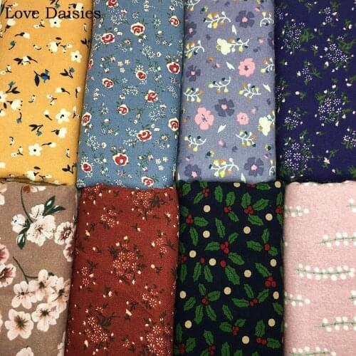 100% Cotton Sanded Retro Pastoral Flower Floral Dot fabric Soft Cozy for DIY Autumn Apparel Home Clothes Dress Scarf Shirt Craft