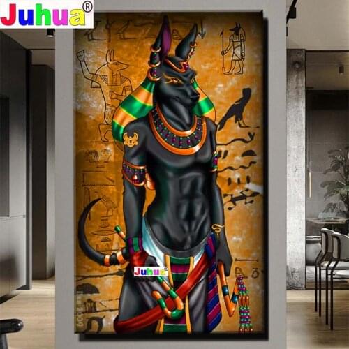 100% Square Round Drill Fantasy Anubis Egypt Gothic Art Diy Diamond Painting Cross Stitch Kits 5D Mosaic Embroidery Home Decor