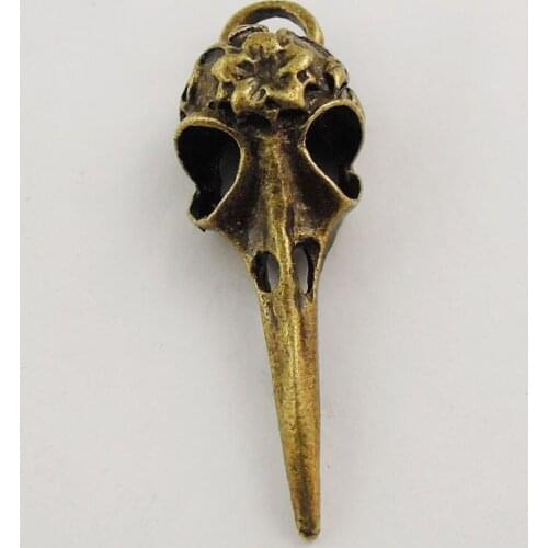 14Pcs Punk Charms Antique Bronze Skull Bird Head Hiphop Pointed Mouth Pendant Handmade Hanging Crafts Vintage Jewelry Finding