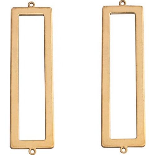 20PCS Raw Brass Long Simple 14mm Flat Bar Blank Rectangle Charms Pendant Metal Stamping For Jewelry DIY Findings Earrings Making