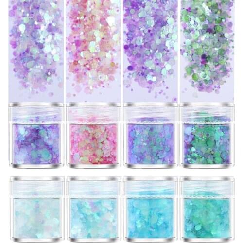 4bottles/Pack UV Epoxy Resin Filling Hexagon Loose Sequins Mixed 1-3mm For DIY Resin Crystal Epoxy Crafts Nail Art Decoration