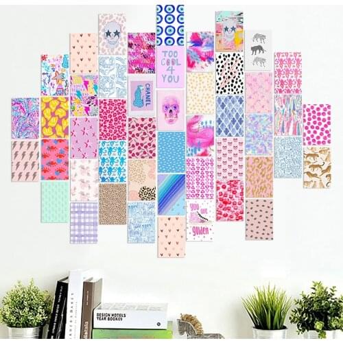 48Pcs Preppy Aesthetic Picture Wall Collage Kits Warm Color Bedrooms Decor Wall Art Prints Living Room Posterfor Girls