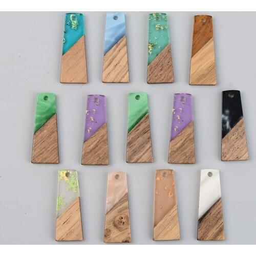 5Pcs Earrings Charms Resin Wood Trapezoid Pendants For Earrings Necklace Charms Jewelry Making Accessories 30x12x3mm
