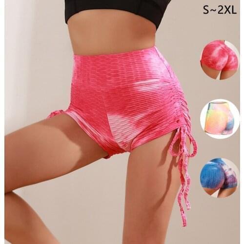 Colorful Tie-dye Yoga Shorts Jacquard Bubble Yoga Pants Fitness Hip-lifting Sports Shorts Sexy Yoga Pants Biker Shorts Women