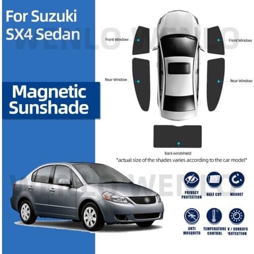 For Suzuki SX4 Sedan Sun Protective Mesh Car Rear Side Window Interior Curtain Sunshade Magnetic Windscreen Cover Sunshade Visor
