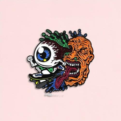 Monsters Enamel Pin Eyeball Skating Long Tongue Badge Brooches Denim Clothes Horror Jewelry Gift For Friends