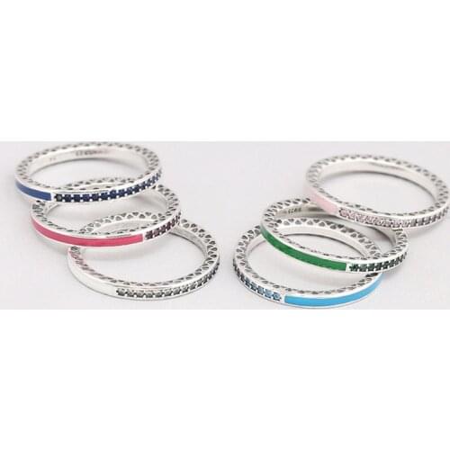 GUS1 New popular classic 925 silver ring S925 sterling silver half drop diamond sparkling heart multicolor ring