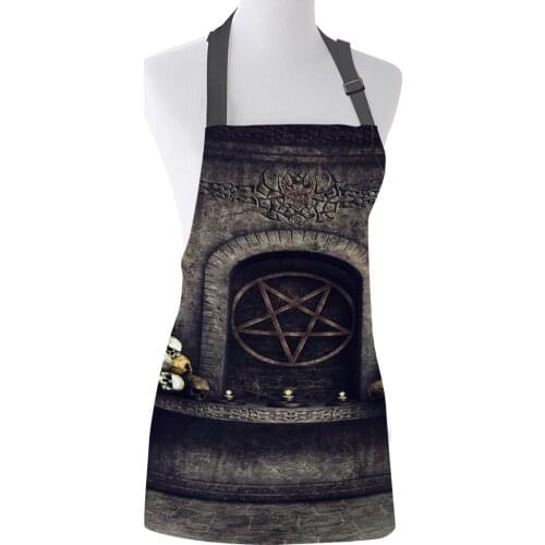 Kitchen Apron Dilapidated Retro House Taro Spider Web Divination Adjustable Bib Canvas Aprons For Women Cooking Baking Pinafore