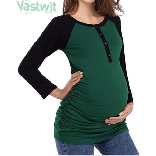 Summer Maternity Breastfeeding Tops Pregnant Women Long Sleeves Nursing T-Shirt Pregnancy Casual Loose Blouse Tops Pullover Tees