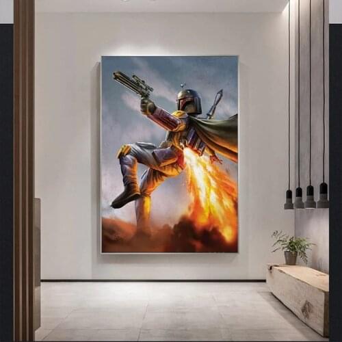 The Mandalorian Boba Fett Canvas Painting Movie Star Wars Prints Posters Wall Art Pictures for Living Room Decor Cuadros
