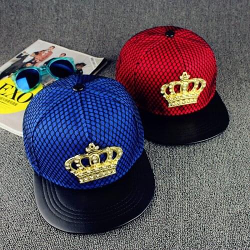 New Europe United States Crown Metal Standard Hip Hop Hat Street Hipster Net Hats Flat Couple Cap Fashion Snapback Baseball Caps