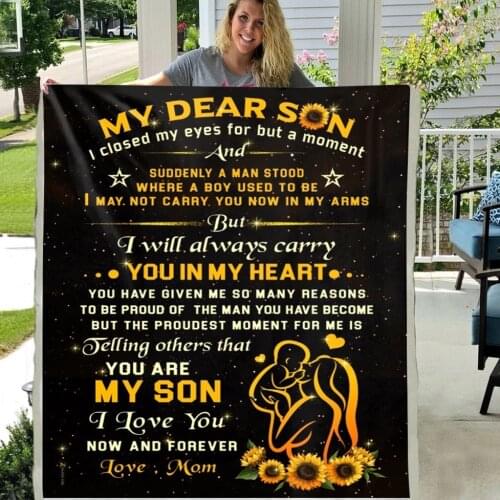 My Dear Son I Will Always Carry You In My Heart Premium Sherpa Fleece Blanket
