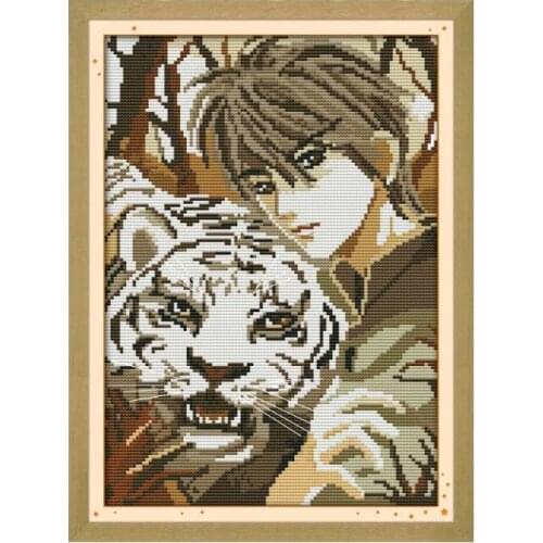 Handmade cross stitch kit, beautiful young tiger and tiger with Chinese characteristics furniture decoration paintings wholesal