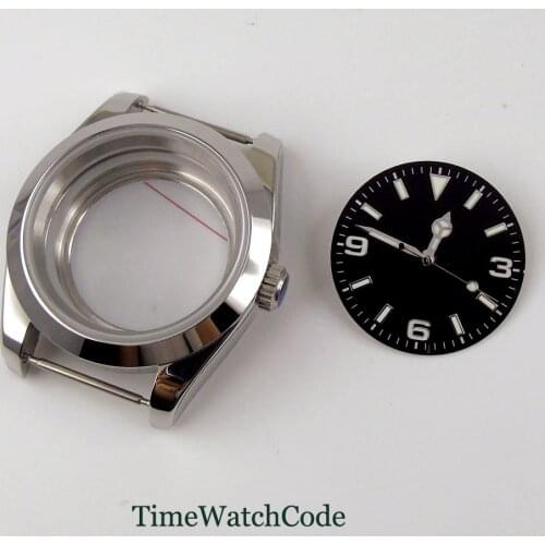 40mm watch case parts set fit for NH35 NH36 automatic movement watch hands dial luminous sapphire glass replacements