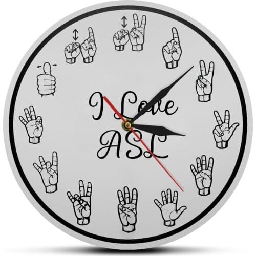 American Sign Language Numbers Wall Clock ASL Silent Clock Educational Decor Homeschool Classroom Teaching Aid for Telling Time