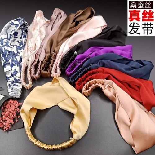 New Spring Women pure silk Headbands girls 16mm solid hairband ladys cross wild hair accessories Headwrap bandage