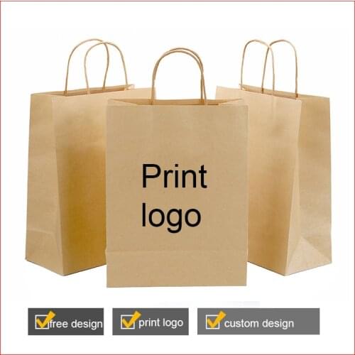 Wholesale 150gms paper bag food take away bag shopping bag print logo 9 sizes