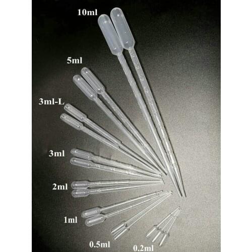 300pcs/Lot 0.2ml to 10ml Plastic Dropper Pasteur Pipet, Pap Straw Tube, Pipte for Transfer and Drop Liquid Used in Laboratory