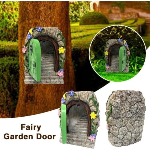 Resin Fairy Garden Door Garden Miniature Stone Door Ornaments Micro Landscape Decoration Garden Door Ornaments Handicraft