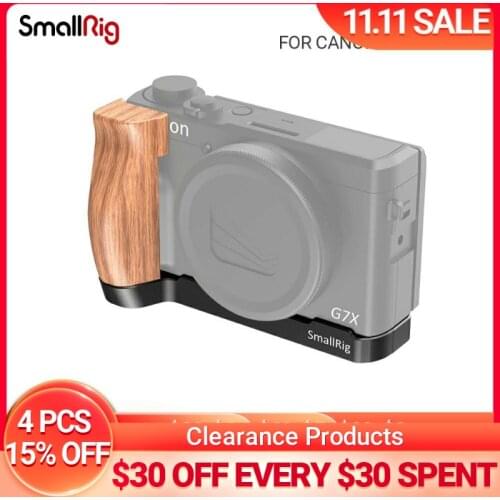 SmallRig L-Shaped Plate Wooden Grip for Canon G7X Mark III L Bracket Plate With Wooden Handle Grip -2445