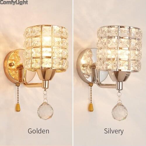 Modern wall lamp gold Crystal indoor light wall sconces led Home Dining Living room Bedroom Bedside Decor lighting fixture shop