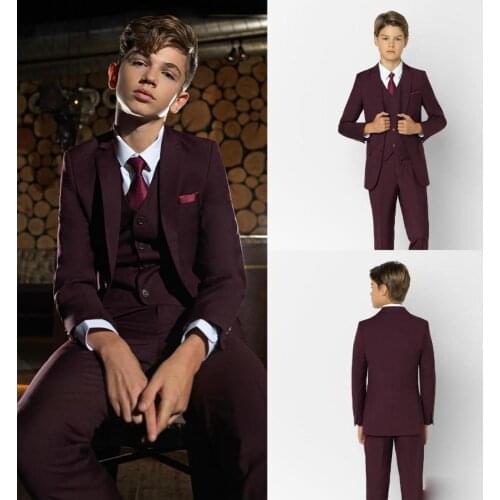 Dark Red Boys Tuxedo Boys Dinner Suits Boys Formal Suits Tuxedo for Kids Tuxedo Formal Occasion Suits For Little Men Three Piece
