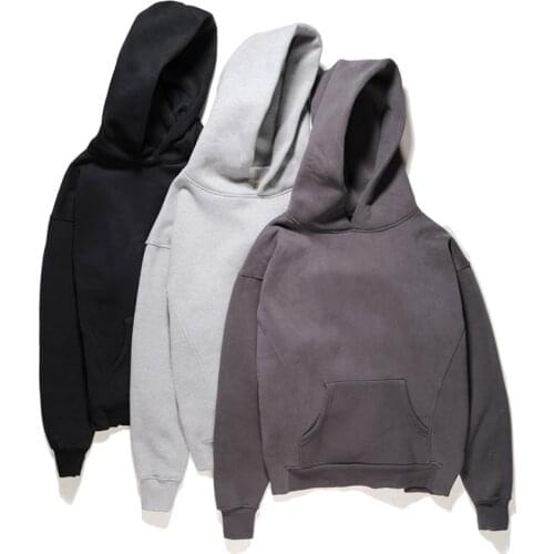 High Street high quality pullover Men Cotton Loose sweatshirts zipper men Hip Hop Street wear pure Casual Hoodies Sweatshirts
