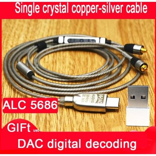 USB Type-c DAC Decoding ALC5686 Chip Headphone Cable Adapter For Sennheiser Ie8 IE80 IE8I Shure MMCX Se215 SE846 Mic Converter