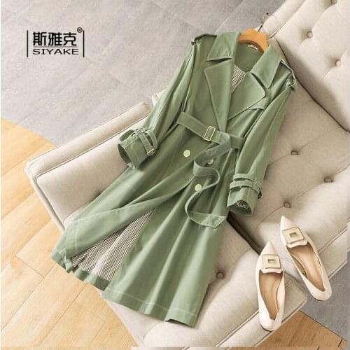 Brick Red European Station Vertical Sense Windbreaker Womens 2021 New Mid Long Spring Korean Atmospheric Fashion Coat Thin