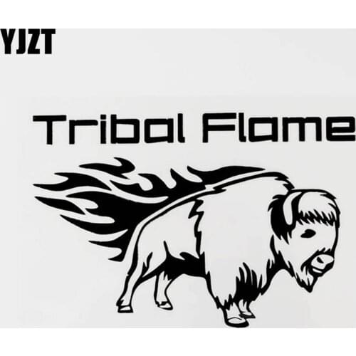 YJZT 16CM×10.4CM Fashion Decal Tribal Flame Animal Vinyl Car Window Sticker Black/Silver 8C-0543