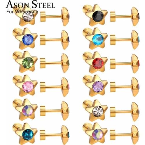 ASONSTEEL Five Star Style Jewelry Earrings Silver Color Stainless Steel Earrings for Women Party