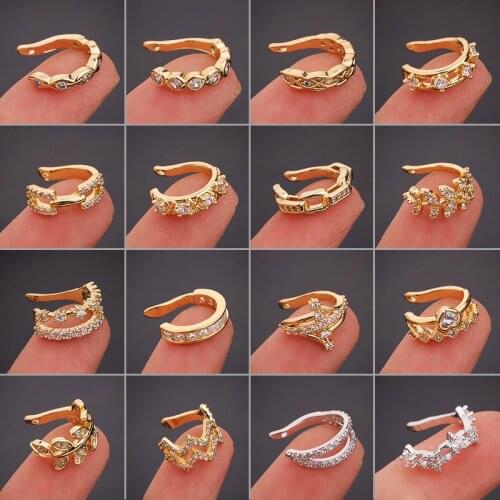 1PC 2020 New Brass Zircon Wrap Cuff Clip on Earrings No Pierce Earrings Fake Earring Piercing Jewellery Copper Crystal Ear Cuffs