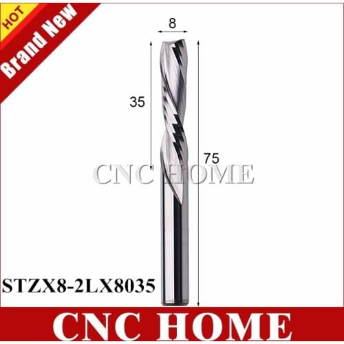 1pc 8mm*35mm Import K66 Carbide End Mill 2 Flutes Down Milling Cutter, Left Spiral CNC Router Bits for Wood, Acrylic, MDF
