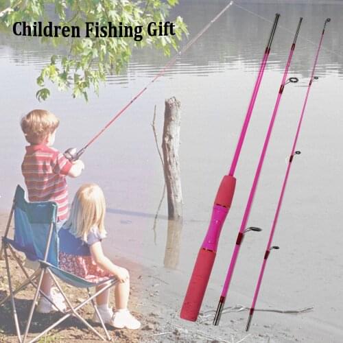 1pc 1.5m 3 Sections Children Spinning Fishing Lure Rod Mini Glass Fiber Portable Fishing Pole Green Pink Childrens Fishing Gift