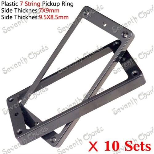 10 Piars Plastic Slanted 7 String Electric Guitar Humbucker Pickup Ring - Black