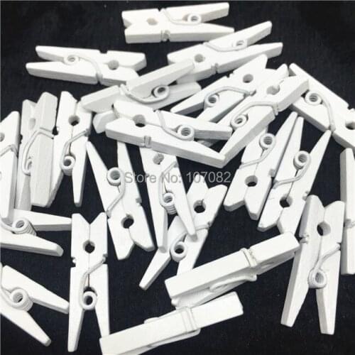100pcs White 30mm Wood Pegs Pins Wooden Clothespins Baby Shower Crafts Scrapbook Wedding Christmas Decorations