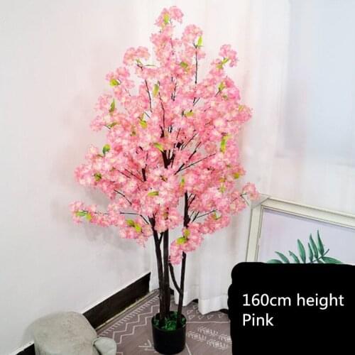 160CM Tall Artificial Silk Flower Cherry Bloosom Tree Plant Potting For Indoor Home Wedding Decorations Props