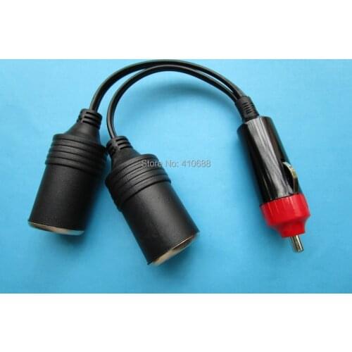 2 pcs Car Charger Plug Male to 2 Female 2 Channel Cigarette Adapter Connector